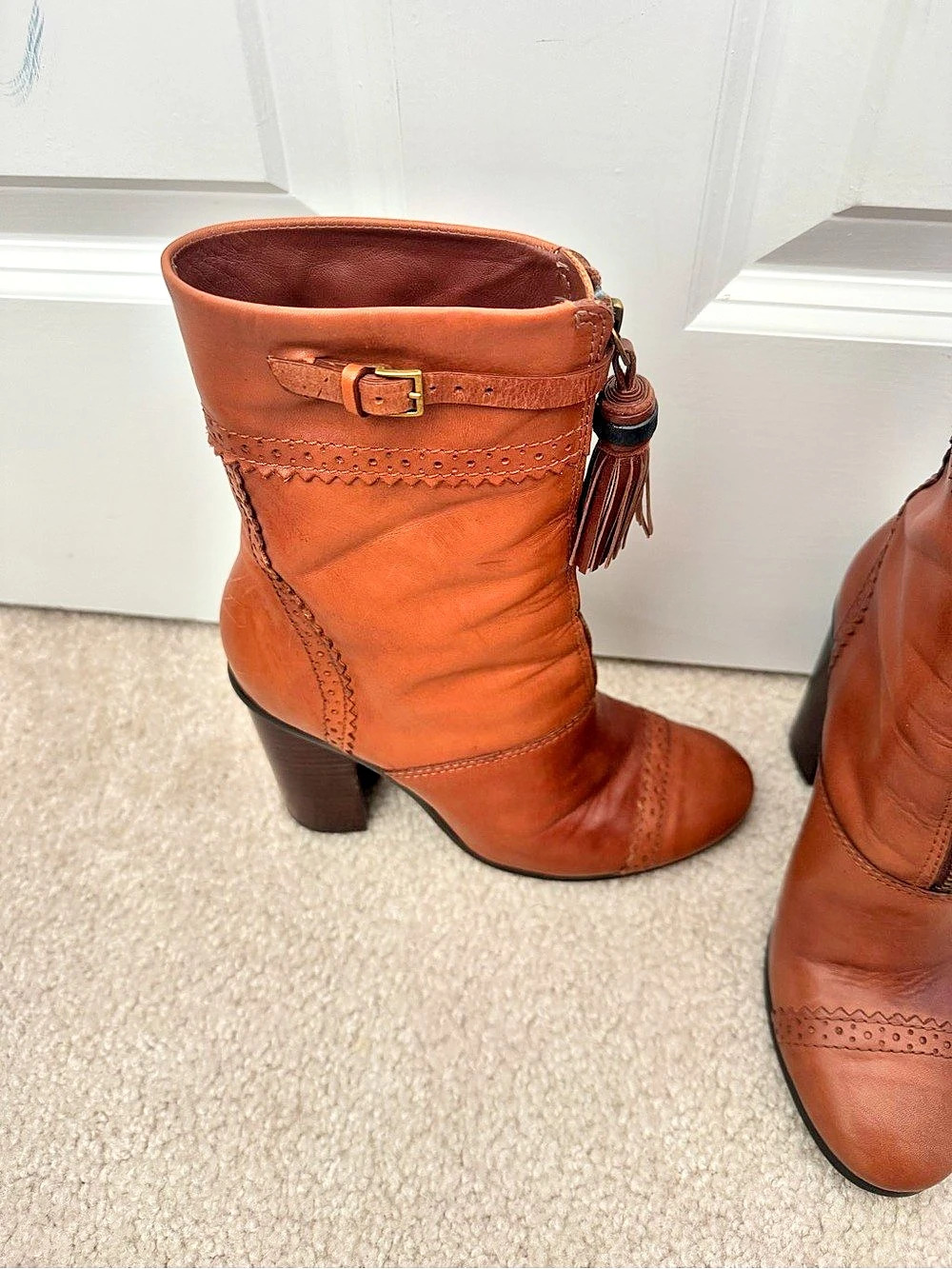 Tory Burch Women's Leather-Look Heeled Boots Brown US 6.5 - Picture 5 of 13